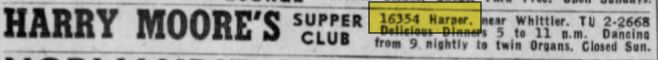 I-Rock Night Club (Macs Cafe, Harry Moores) - Aug 1955 Ad